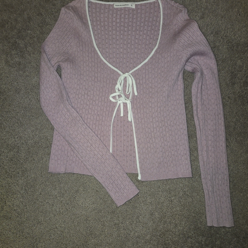 Moon & Madison Pink Eyelet Knit Top